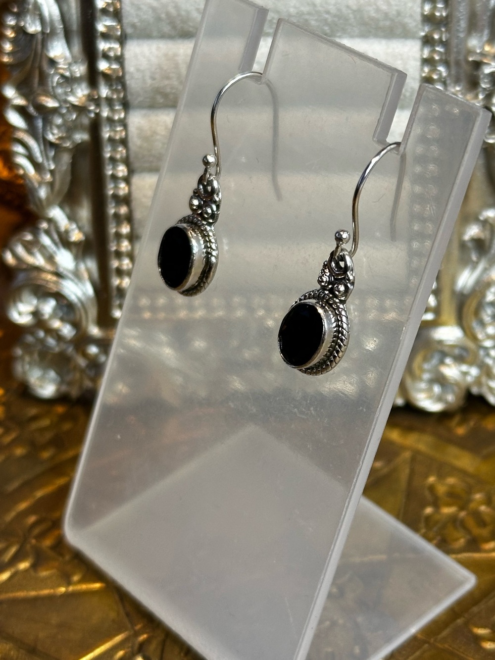 Black Onyx Sterling Silver S925 Dangle Earrings